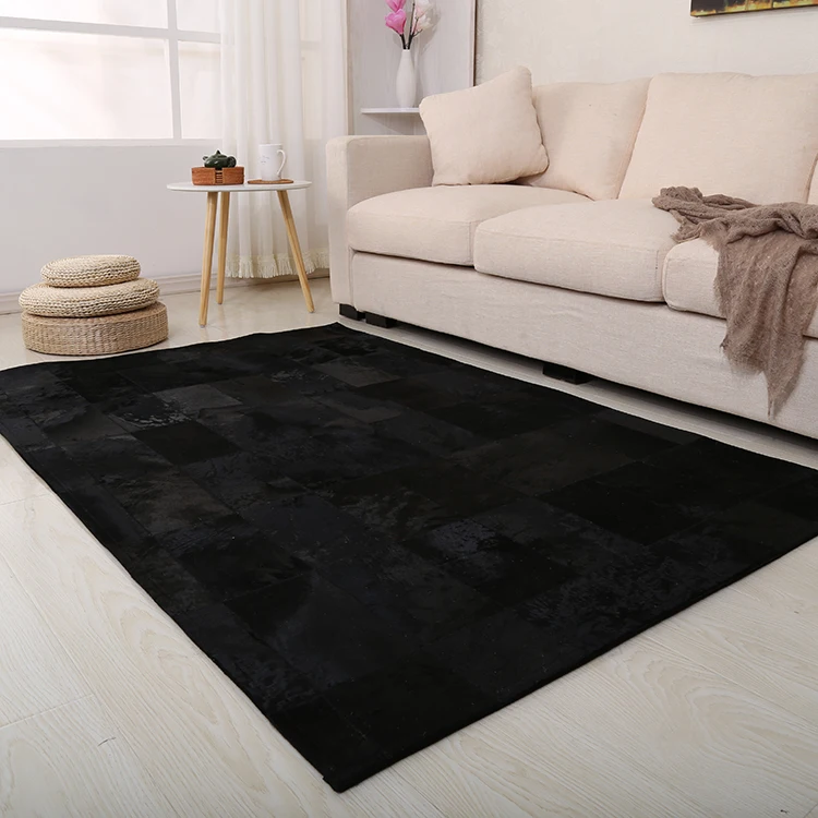 Black Dyed Non Slip Natural Cowhide Rug Patchwork Rugs For Home Black Dyed Non Slip Natural Cowhide Rug Patchwork Rugs For Home