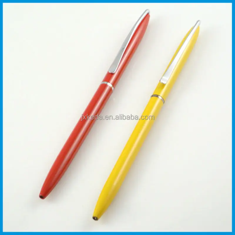 No Moq Slim Skinny Pen With Stylus Fast Delivery Custom Cheap Hotel Pen Promotional Metal Thin