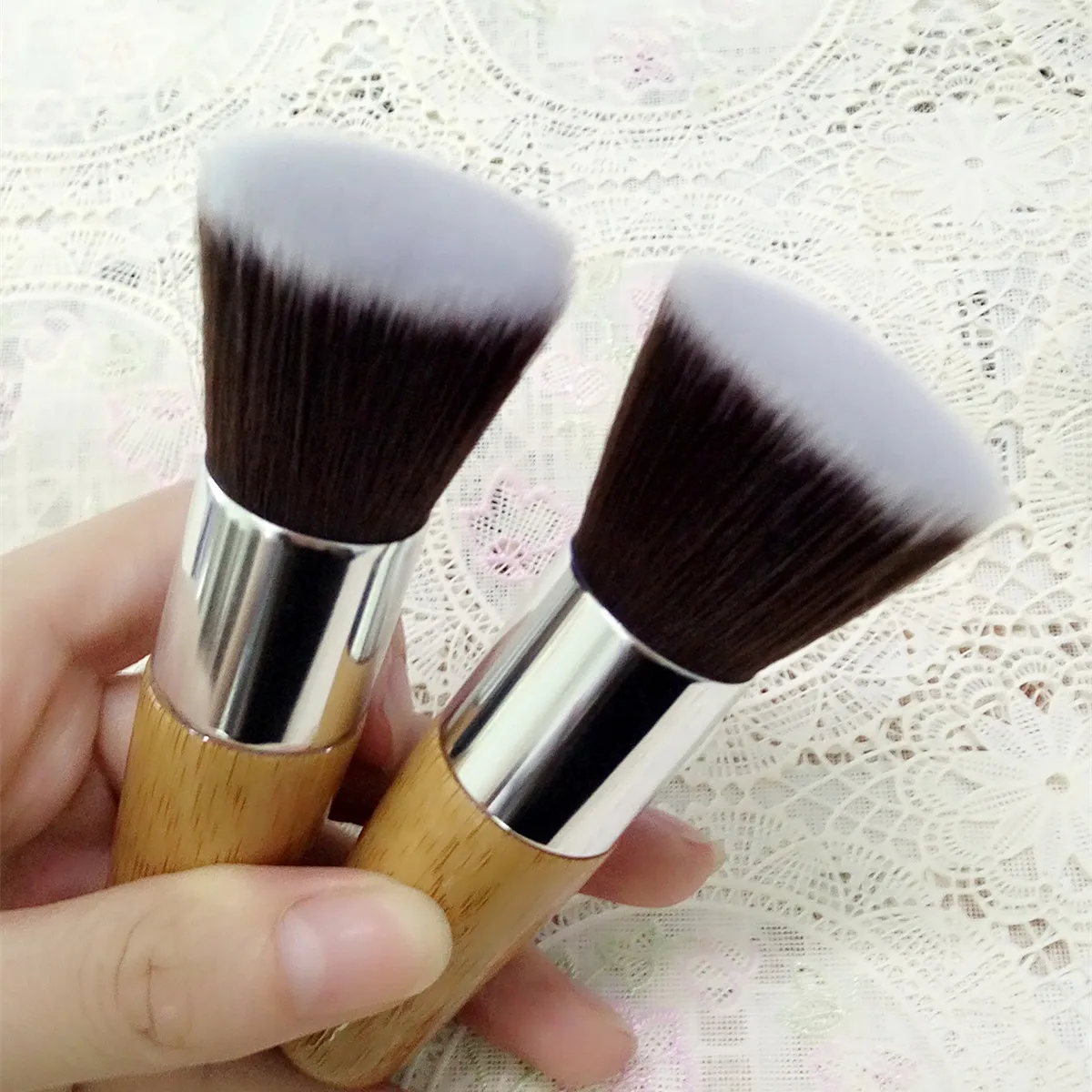 In Stock Flat Makeup Brush Kabuki Foundation Brush With Nylon Hair