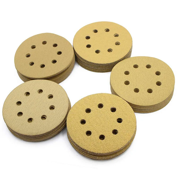 Gold abrasive sandpaper disc sanding disk quick change adhesive and sticky for rotatory machine tool