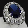 Luxurious big decorative crystal rings micro pave setting womens 18k plating brass ring finding