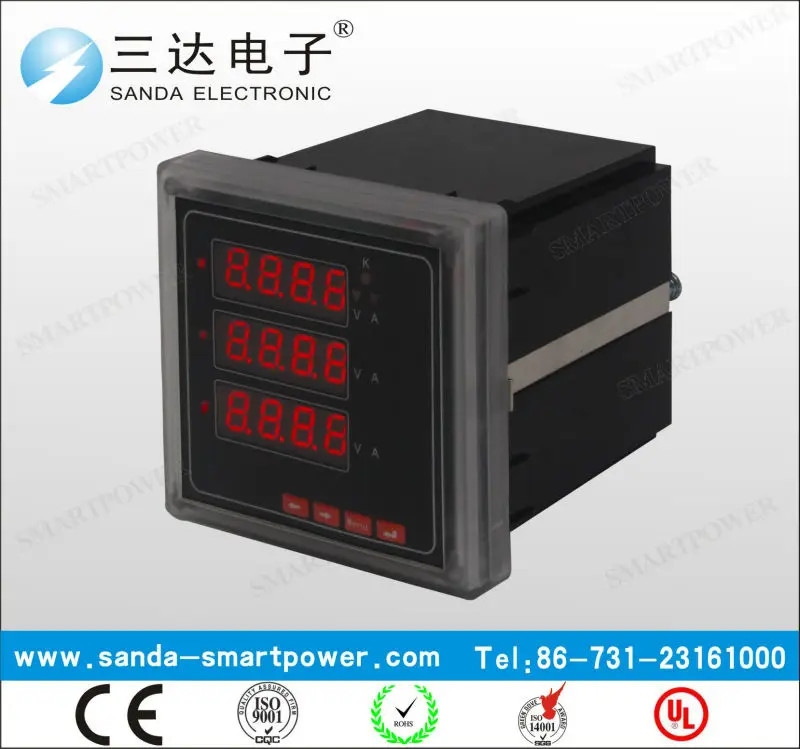 Three Phase Digital Ammeter Voltmeter Ammeter Data Logger Current