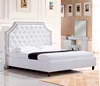 2018 luxury Euro Classic antique style White PU leather bed bedroom furniture soft beds frame