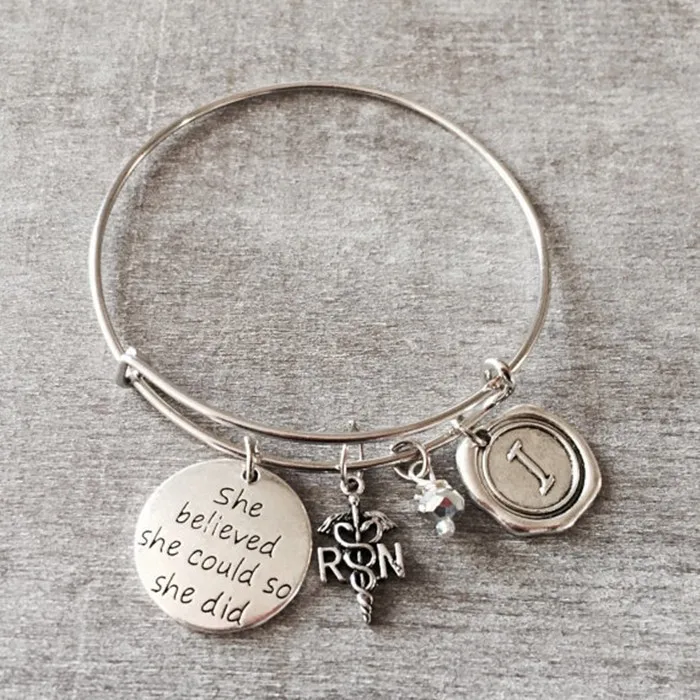 add to charm bracelet or necklace motivational inspirational gift for her sterling silver charm She believed she could so she did charm