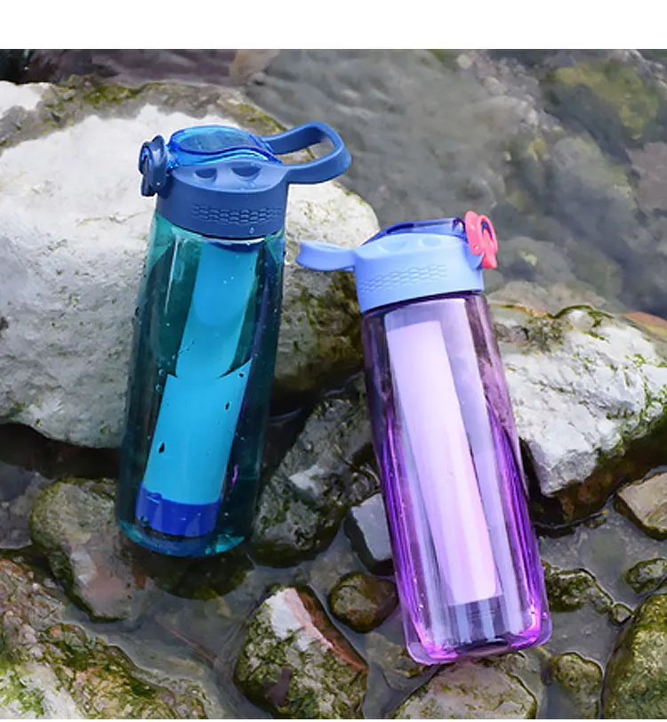 Leak Proof Sport Alkaline Bottle With Straw Carbon Water Filter Bottle ...