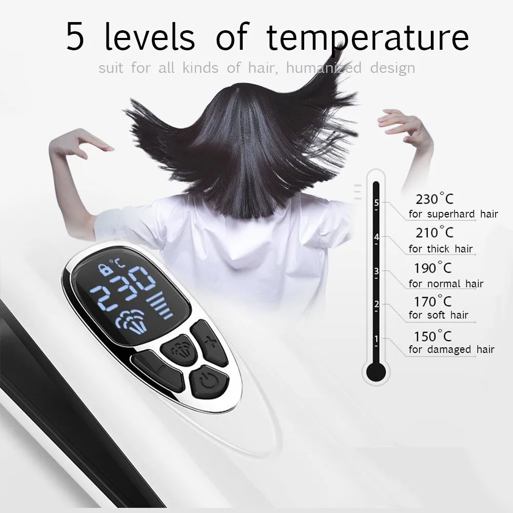2016 Hot Innovative Argan Oil Infused Magical Hair Straightener Steamer with Brush