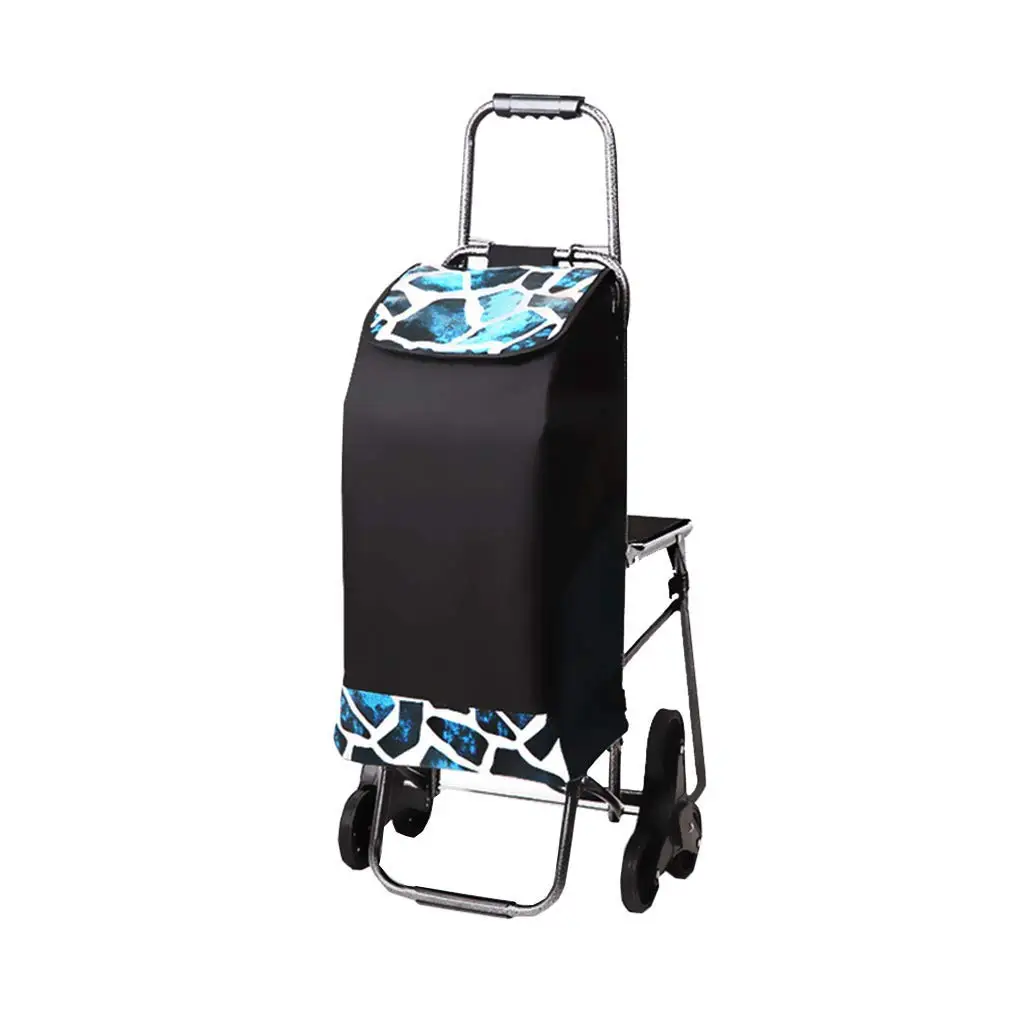 ALUS Shopping Cart Folding Portable Trolley Mini Aluminum Trolley Luggage Cart Small Household Car Pull Cart Hand Truck Color : with Bag