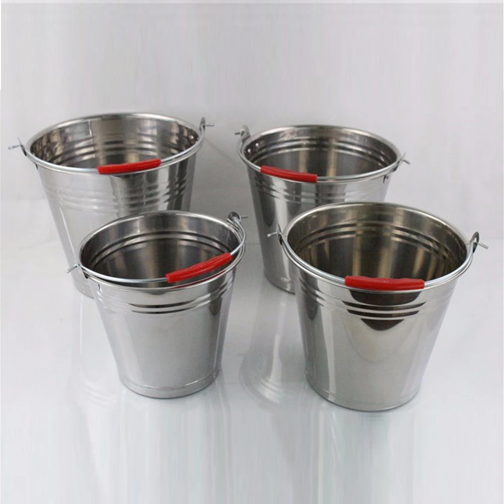 Stainless Steel Water Bucket With Lid Durable Pails For Farms Mop 