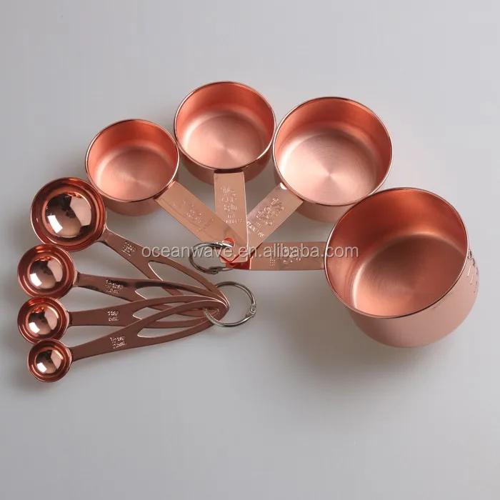 copper measuring cups and spoons set