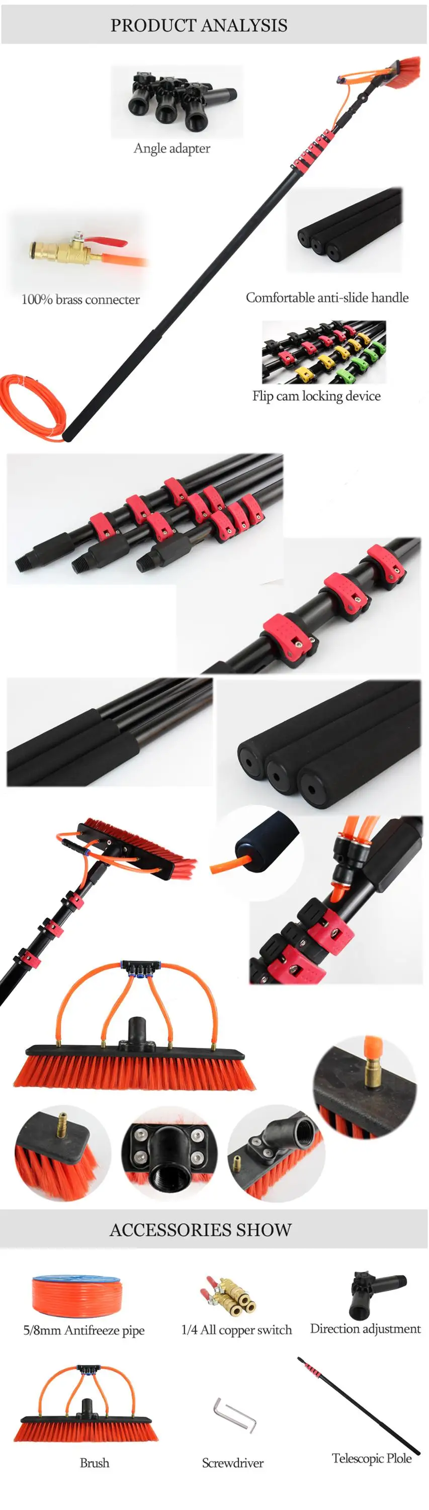 Extenclean 9 Meters Water Fed Pole Window Cleaning Brush With