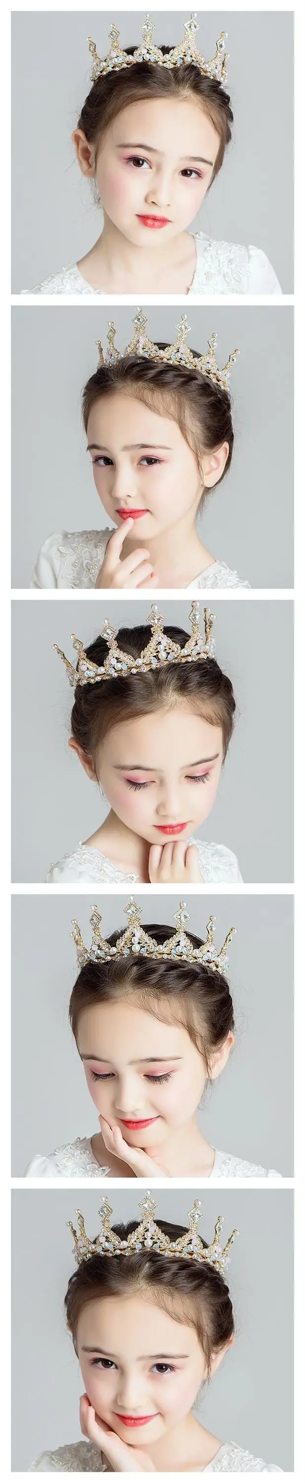 Wholesale Children Gold Tiaras Crystal Crown Wedding Party Pageant