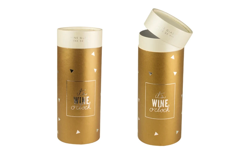Cylinder Wine Bottle Gift Box Packaging Cardboard Wine Glass Cylinder