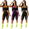 Sexy Body Building Sport Gym Fitness Set Women Neon Green Workout Clothes for Women Yoga Jumpsuit Shorts Sportswear Active Wear