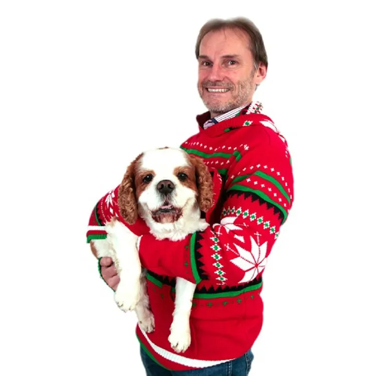 dog owner matching sweaters