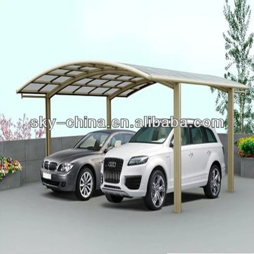 Strong waterproof aluminium car cover for car parking with polycarbonate roof