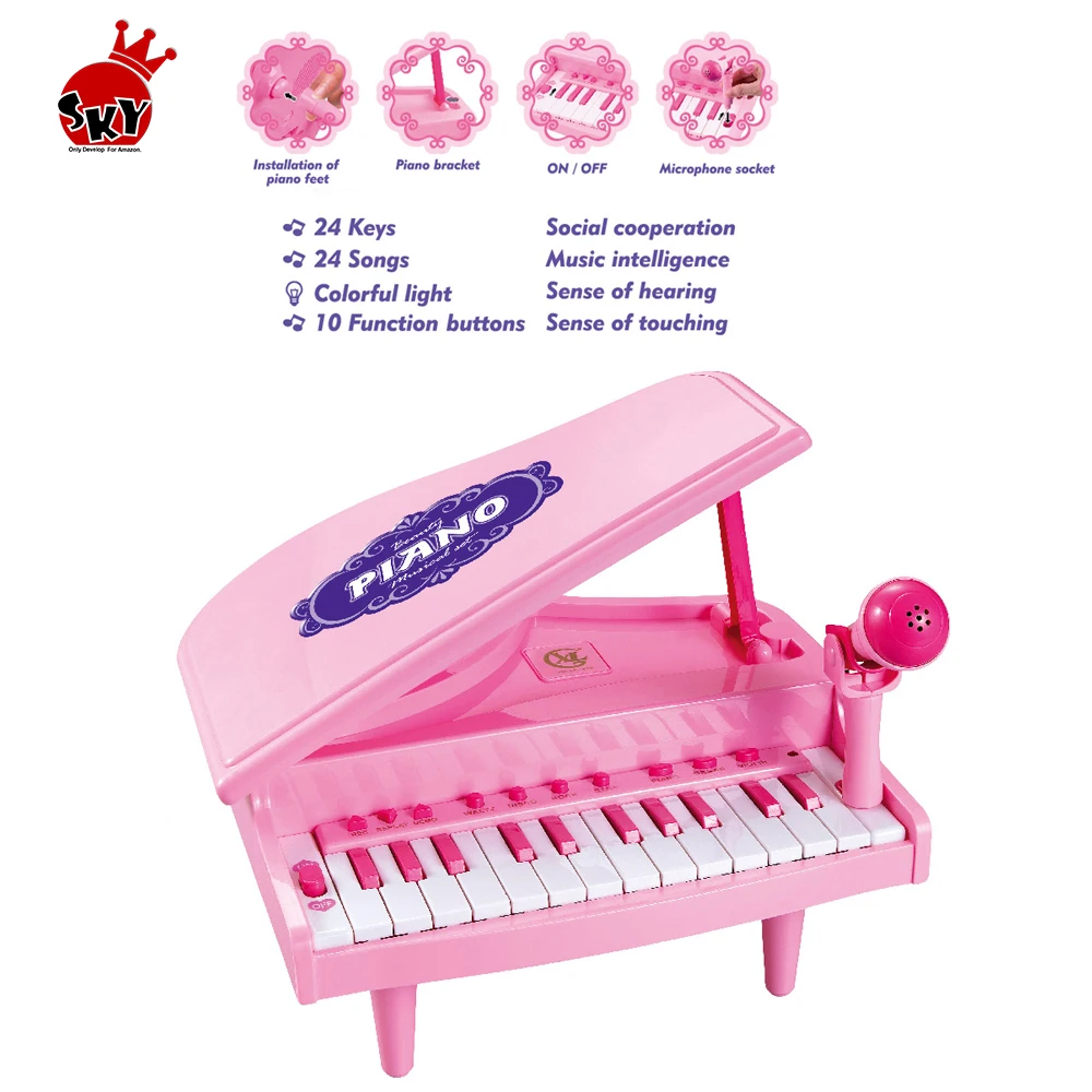 Brinquedo de piano para criança com chave rosa para presente de aniversário  para meninas 1 2 3 4 anos de idade crianças 24 teclas brinquedo  multifuncional para piano rosa : : Brinquedos e Jogos