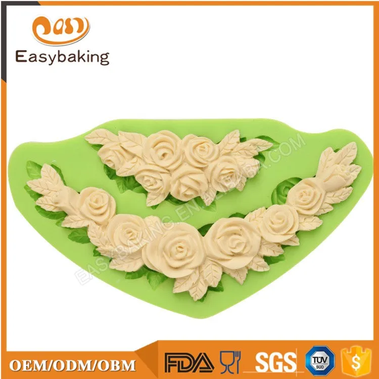 ES-4210 Alibaba hot sale fascinating silicone rose cake mold fondant tool for wedding cake