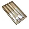 wholesale 410 stainless steel wooden handle flatware set with box chopstick fork knife spoon 4pcs in 1 box for kitchen gift