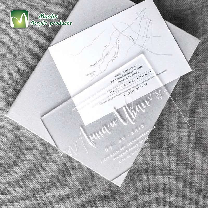 2018 Customized Acrylic Clear Wedding Invitations, Wedding invites card, Acrylic Invitations