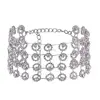 2018 New Women Bridal Fashion Style Very Shiny Beautiful Round Circle Net Silver Statement Crystal Choker Necklace