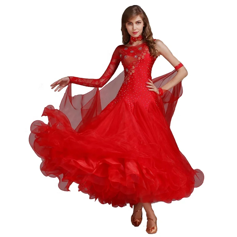 Fancy Girls Dance Stage Performance Dress Big Swingstandard Ballroom Dance Dresses Competition