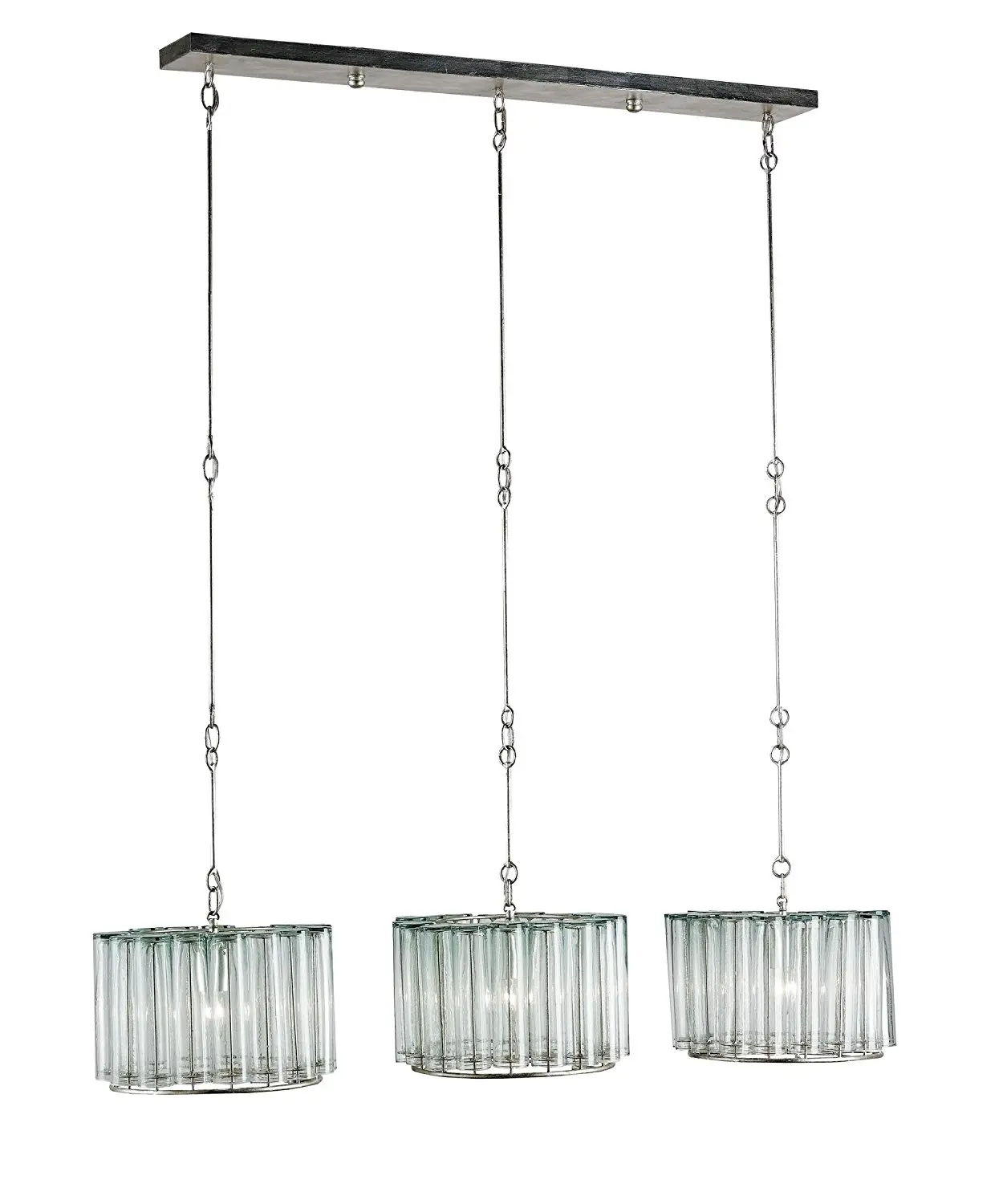 Currey and Company 9356 Bevilacqua Trio 3 Light Island Light in Silver Leaf