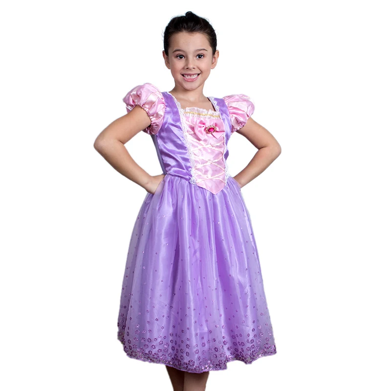 Girls Rapunzel Dress Kids Summer Princess Cosplay Costume for Carnival Halloween Costume
