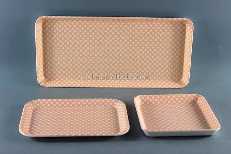 Different Shapes Melamine Rectangle Tray Sets Of 3 Piece