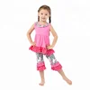2017 boutique kids clothing deep pink cotton sleeveless suit children's clothes