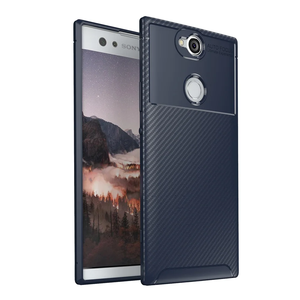 New Premium Shock Protection Carbon Fiber Skin TPU Silicone Case For Sony xperia xa2 plus
