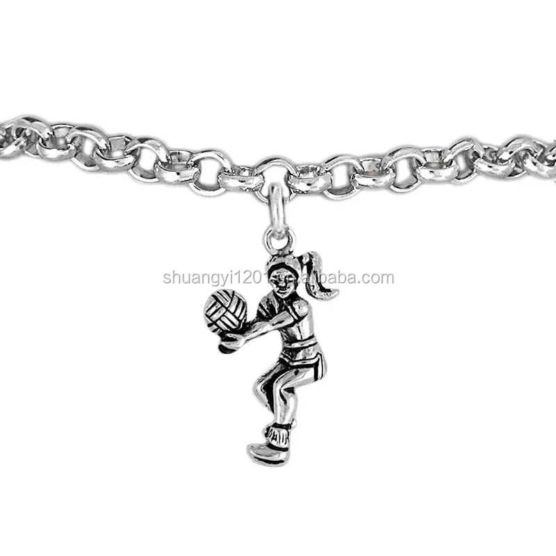 Handmade Chinese Volleyball Girl Shaped Charm Alloy Girl Bracelet