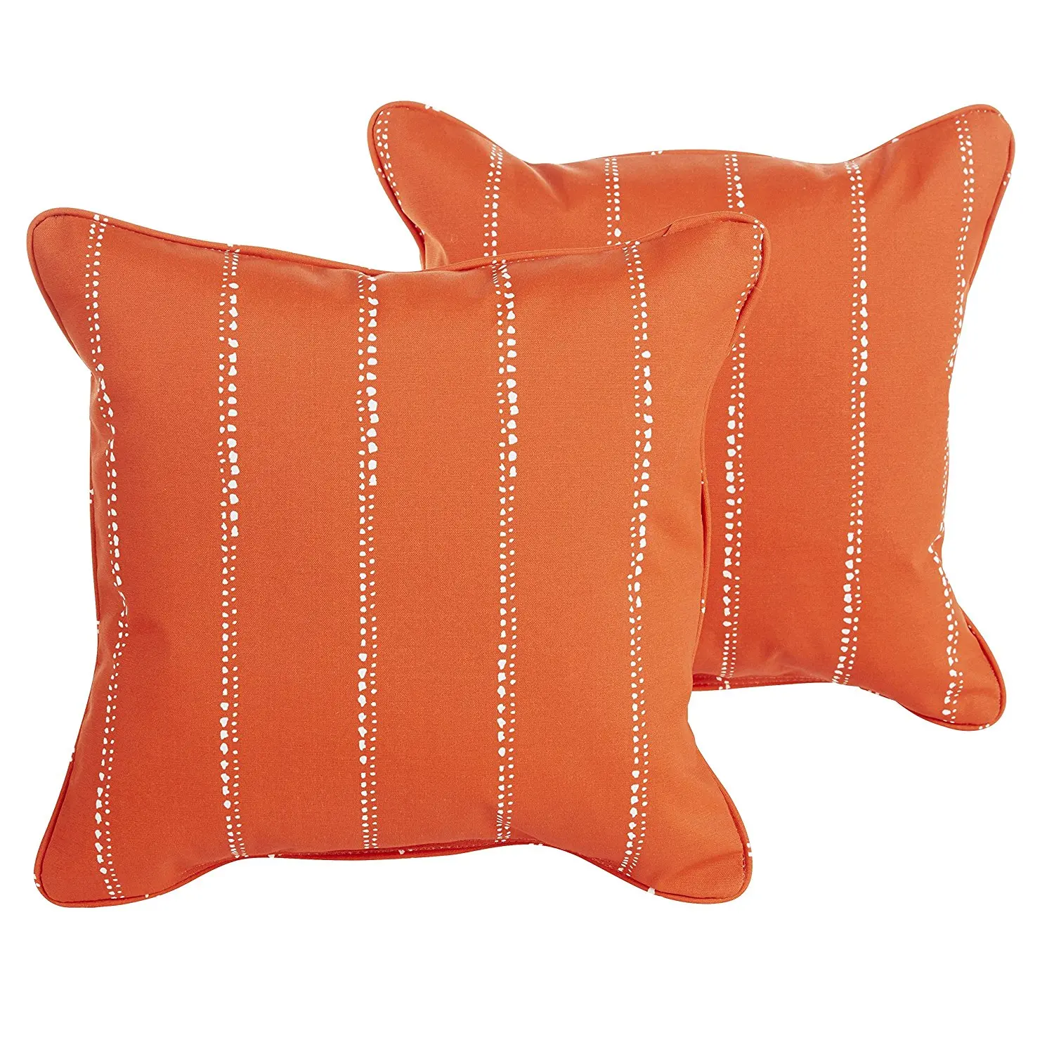 Mozaic Company Caldwell II Orange Dotted Stripes Indoor/ Outdoor 22 inch Corded Pillow Set