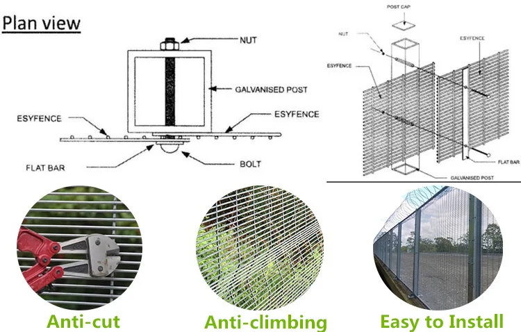 High Security Anti-climbing Fencing/358 Welded Wire Mesh Fence Price