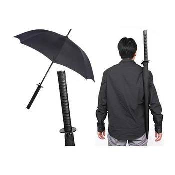 Anime Anese Samurai Pure White Black Sword Umbrella With Shoulder Anime Anese Samurai Pure White Black Sword Umbrella With Shoulder Carrier Bag