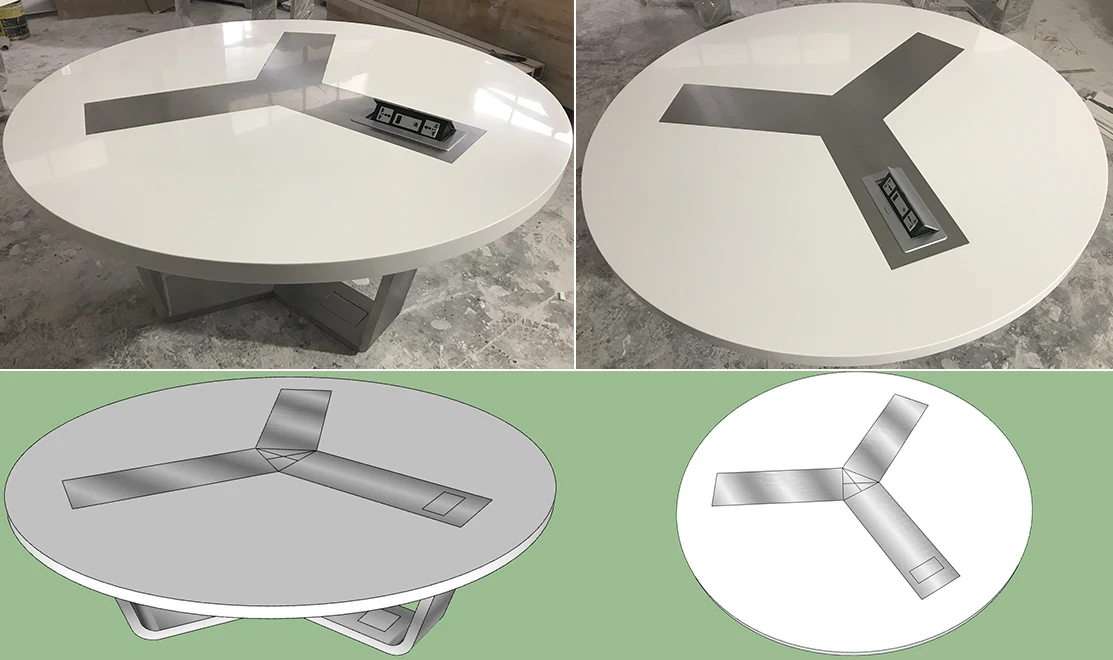 Luxury Artificial Marble White Office Furniture Conference Room Table Meeting Desk