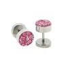Pink Clay Fake Ear Tunnel Crystal Fake Plug