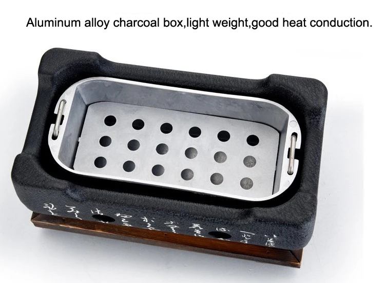 Home Japanese Table Top Mini Hibachi Grill Square Ceramic Charcoal Bbq