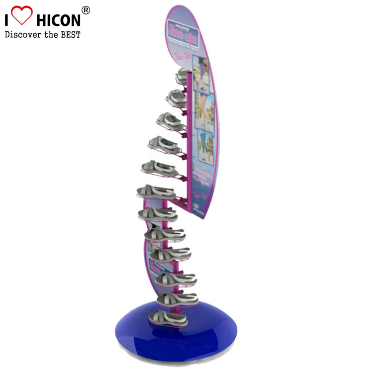 Customized Stylish Advertising Metal Summer Shoe Commercial Rack Fittings Spiral Display Rack