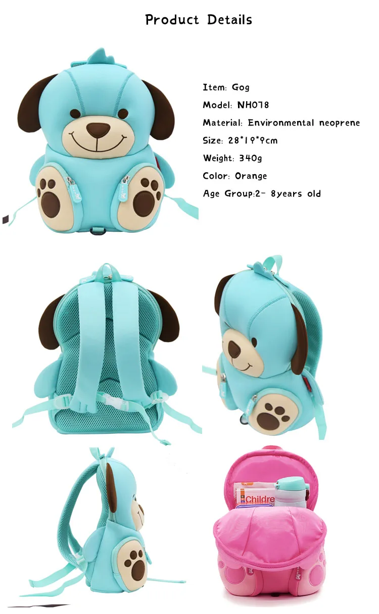 Nohoo Neoprene Sekolah Anjing Lucu Kartun Anak Anak Tas