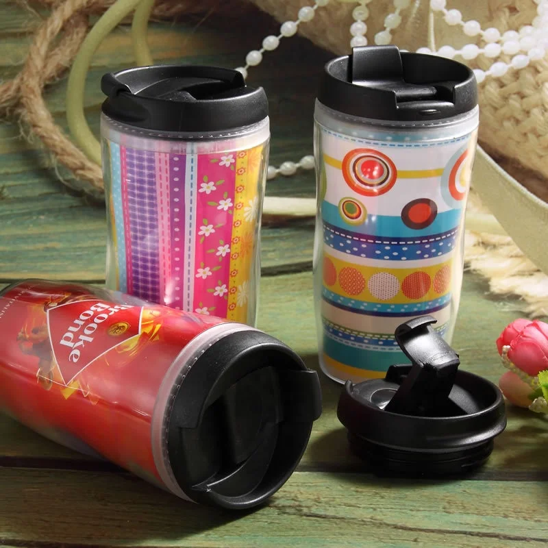 250ml Travel Mug Plastic Double Wall Drink Mug With Insert Paper Buy