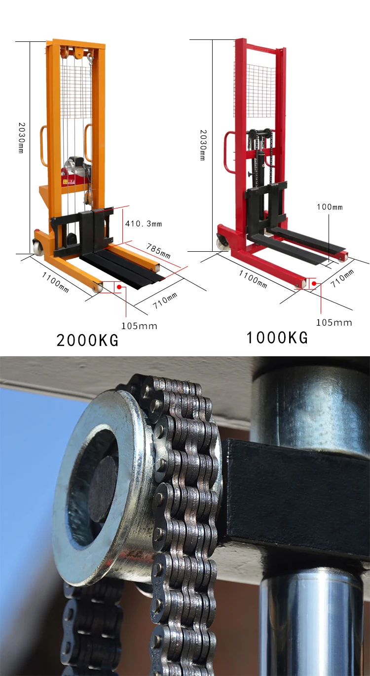 Ce 500 Kg Mini Manual Used Electric Forklift Pallet Stacker With