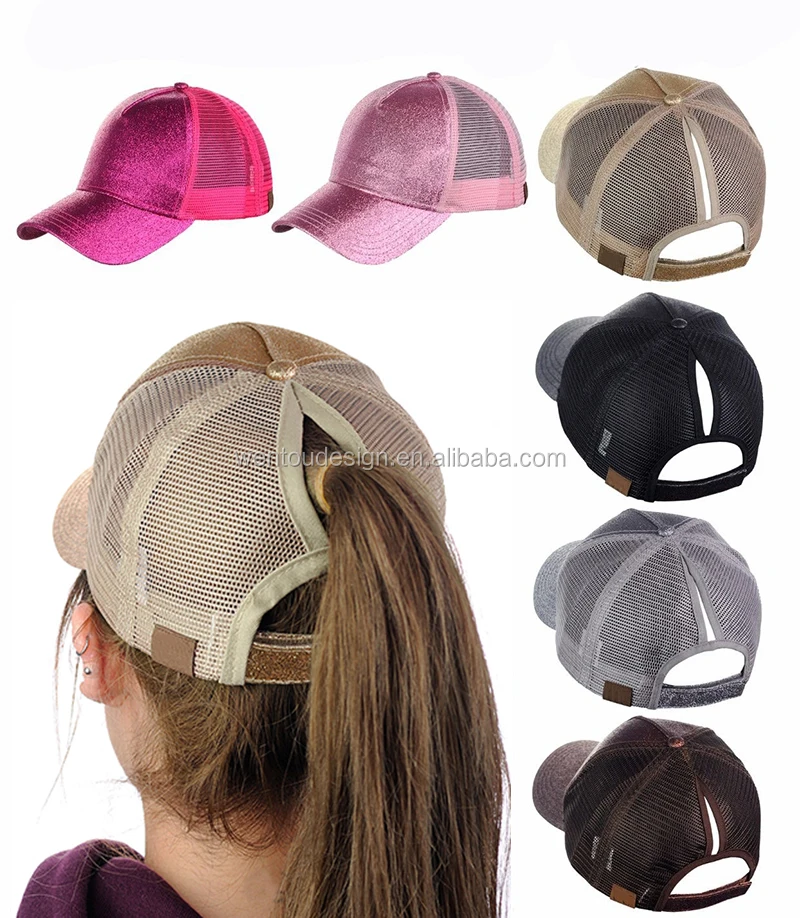 glitter ponytail cap wholesale