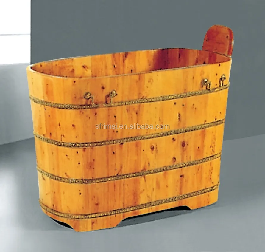 K9503 Classical Design Freestanding Bathtub Round Wooden Oak Barrels