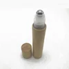Refillable Essential Oil Clear Glass Inner with Natural Bamboo Wooden Shell Portable Message Stainless Roller Ball
