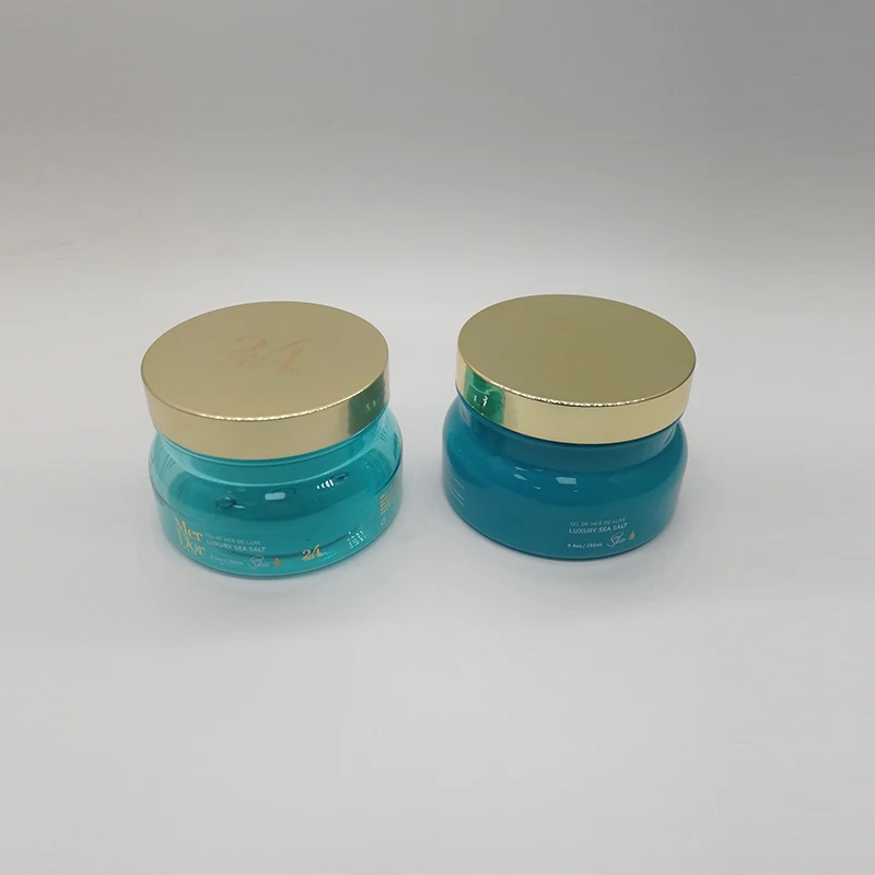 280ml Sky Blue Color Pet Jar Sea Salt Plastic Bath Salts Jar Containers