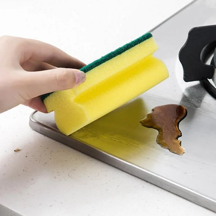 yellow heavy duty grooved kitchen sponge