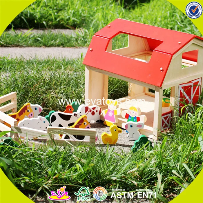 2018 Wholesale Baby Wooden Farm House Toy Diy Kids Wooden Farm House