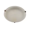 2 light flushmount ceiling light in 3 coffee finish clips with a 16" autumn sunset glass bowl