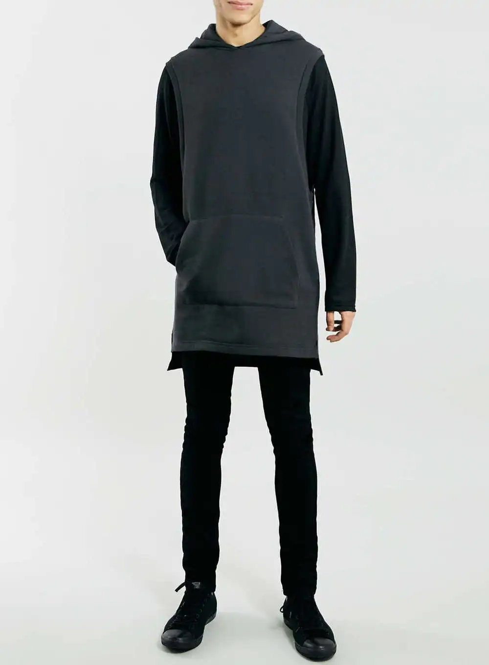 black tunic hoodie