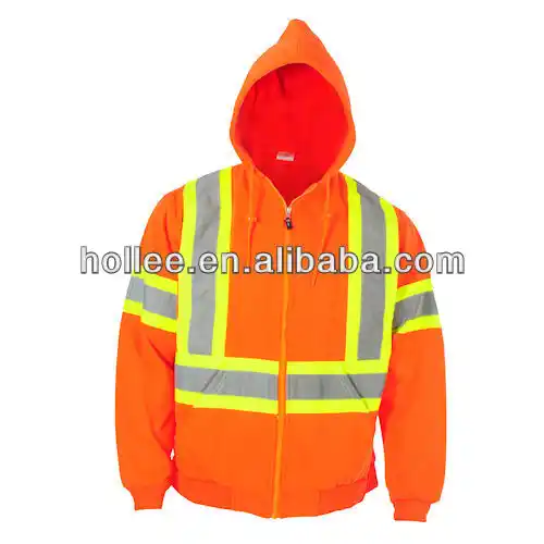 safety orange zip up hoodie